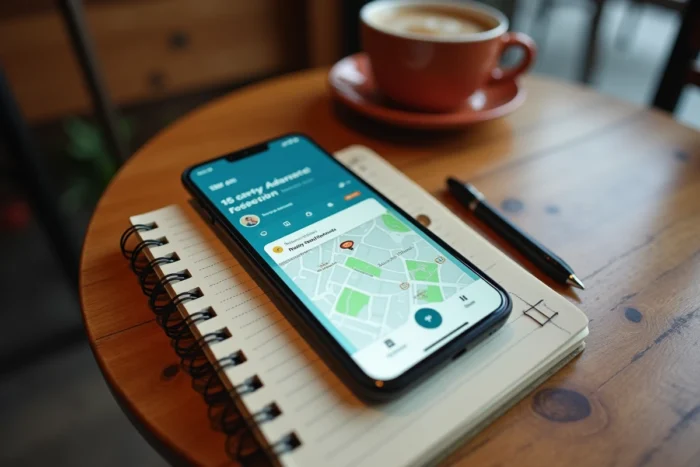 Notification de refus sur l'application BlaBlaCar affichée sur un smartphone dans un café